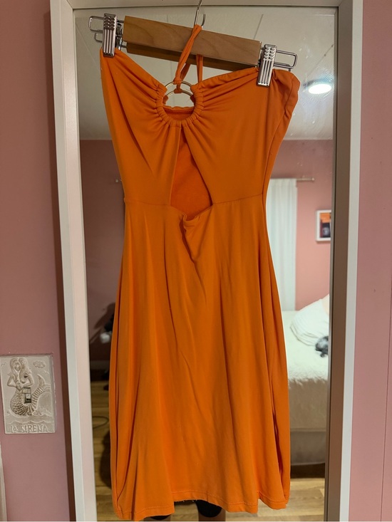 Windsor Dresses & Skirts - Windsor Orange Backless Halter Dress with Ring Detail